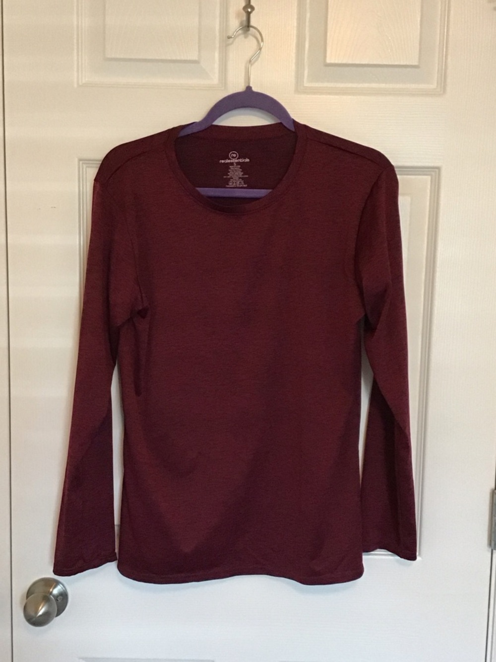 Maroon Long Sleeve Crew Neck Top